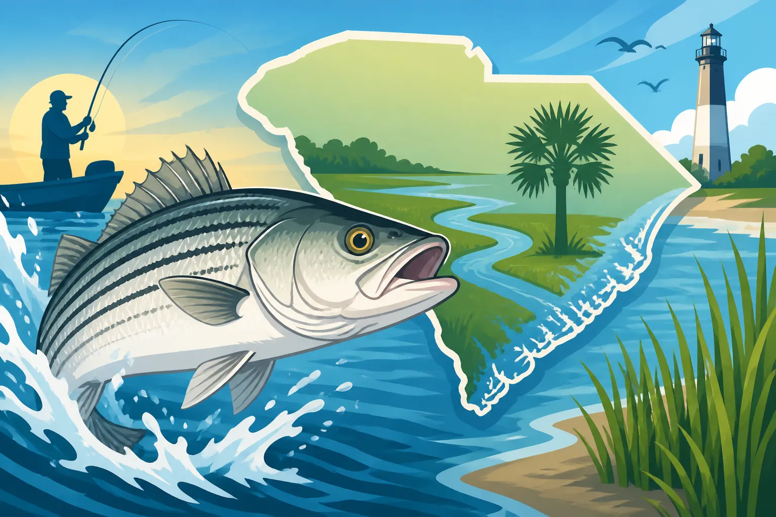 Best Striped Bass Fishing Spots in South Carolina