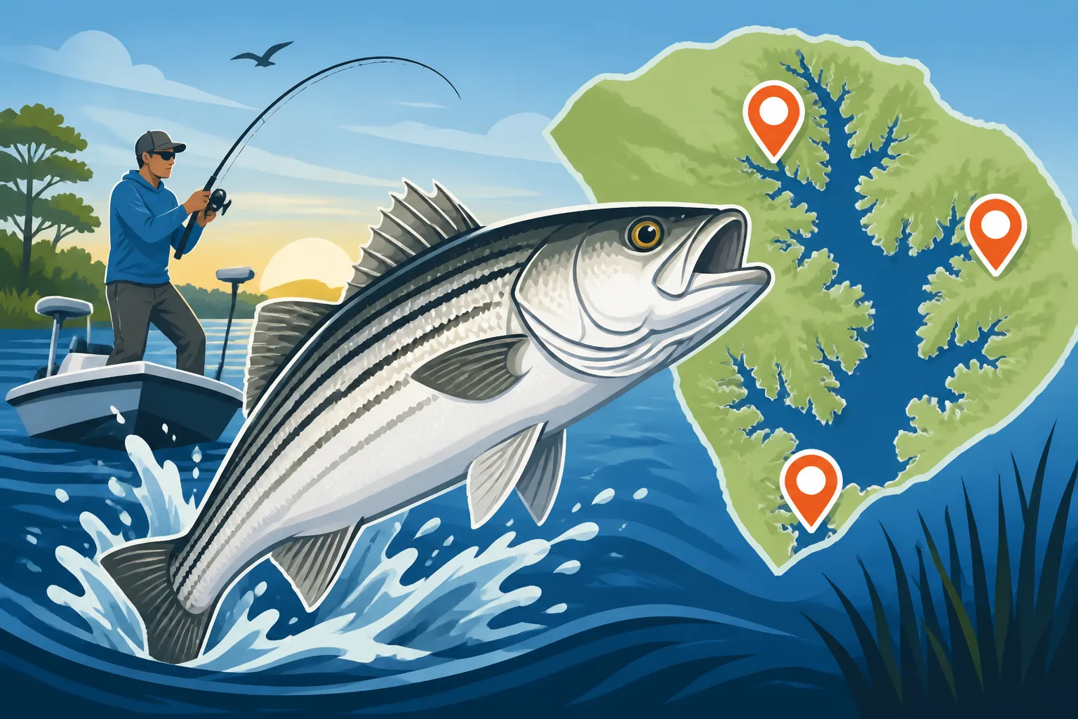 Striped Bass Fishing Spots on Lake Moultrie