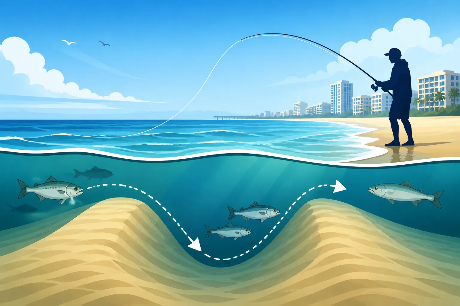 Sandbar Troughs to Target When Surf Fishing at Myrtle Beach