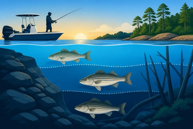 Striped Bass Depth Patterns at South Carolina's Lake Murray in Summer