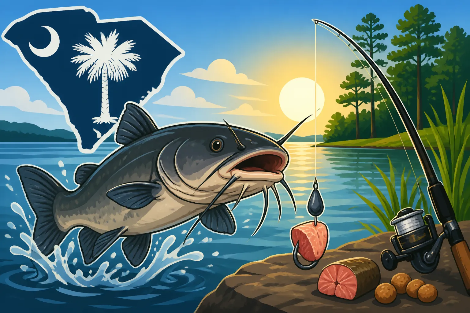 Catfish Fishing Techniques for South Carolina Lakes in Summer