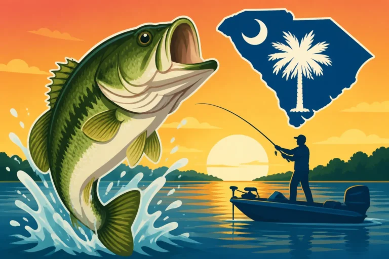 Largemouth Bass Fishing Near Lake Marion, South Carolina